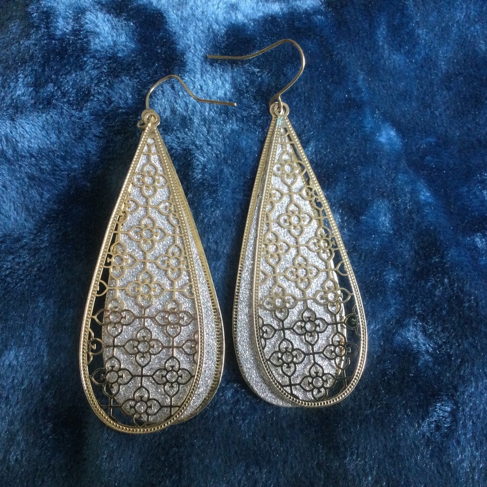 Glitter Teardrop French Hook Earrings